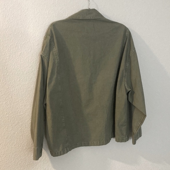 ZARA Cotton Canvas Olive Green Boxy Oversized Cropped Jacket Medium - Picture 3 of 9